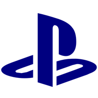 a blue playstation logo on a black background